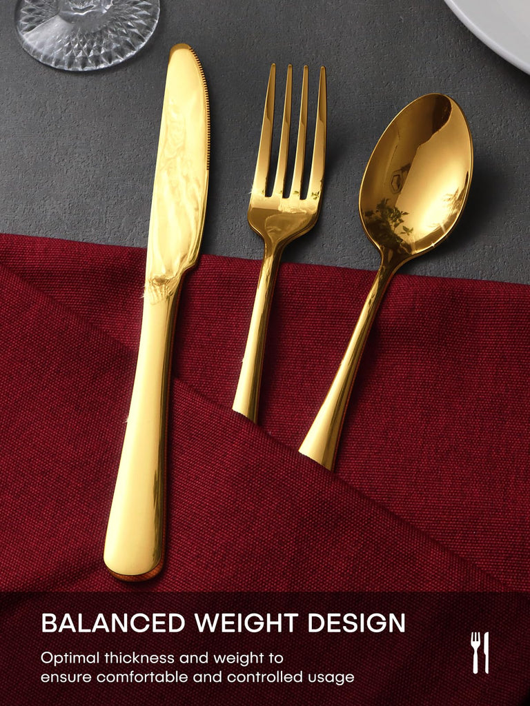Gold Silverware Set, 30 Piece Flatware Set for 6, Mirror Polished Food-Grade Stainless Steel Cutlery Utensil Set