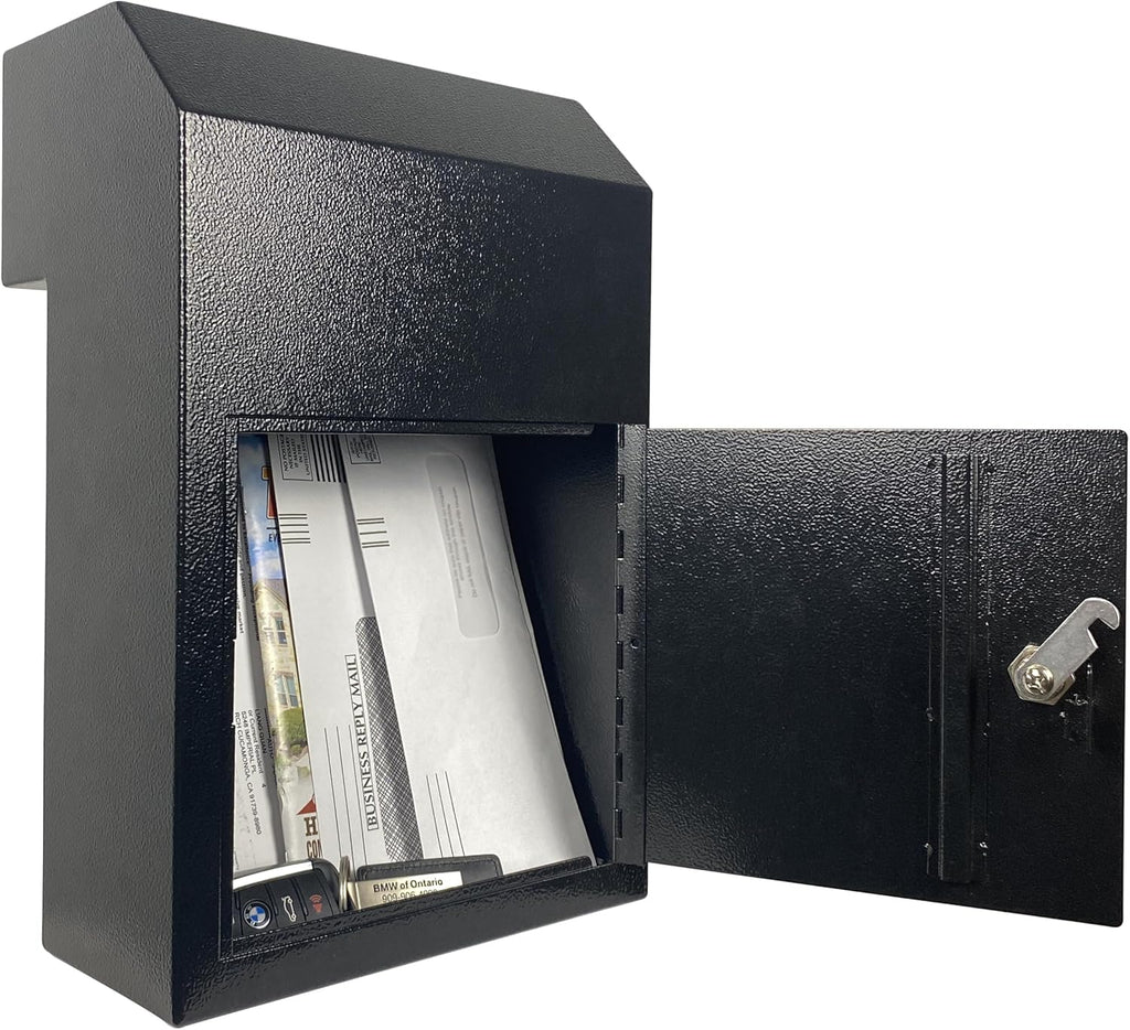 Door Drop Box, Mail Slots for Mail, Rent, Deposit, and Night Key - Black