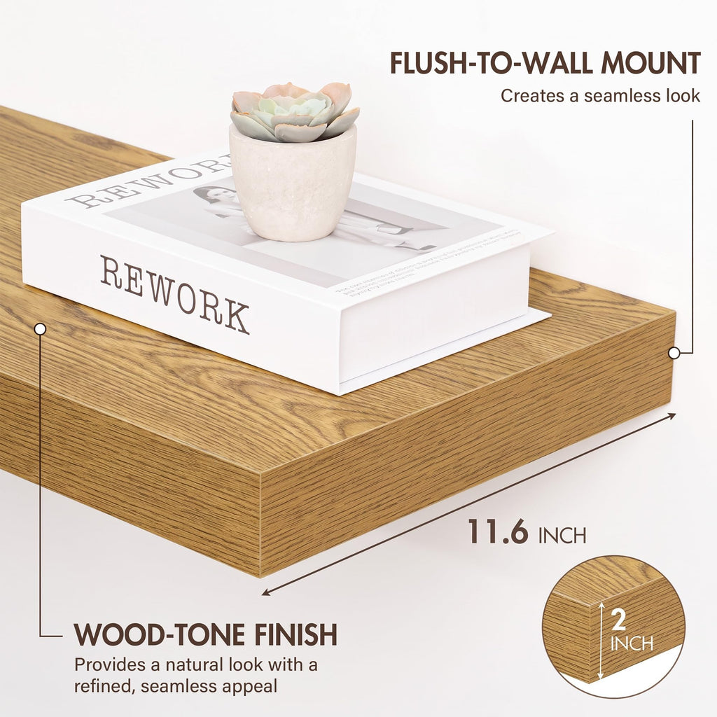 72 Inch Floating Shelves, 12" Deep Floating Shelf Wall Mounted, 72" Wall Shelves, Rustic Deep Bookshelf, Extra Deeper