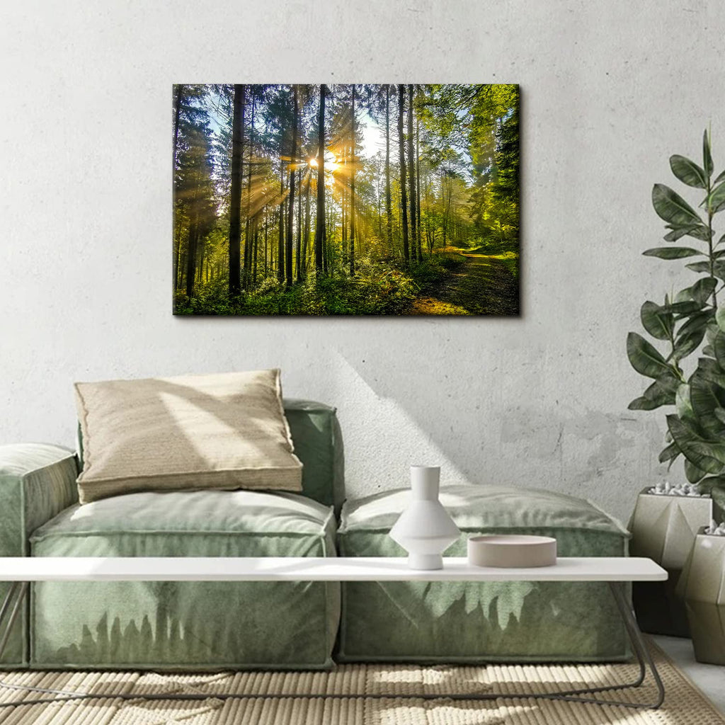 Sunrise Forest Wall Art Nature Mountain Wall Decor 24x36"
