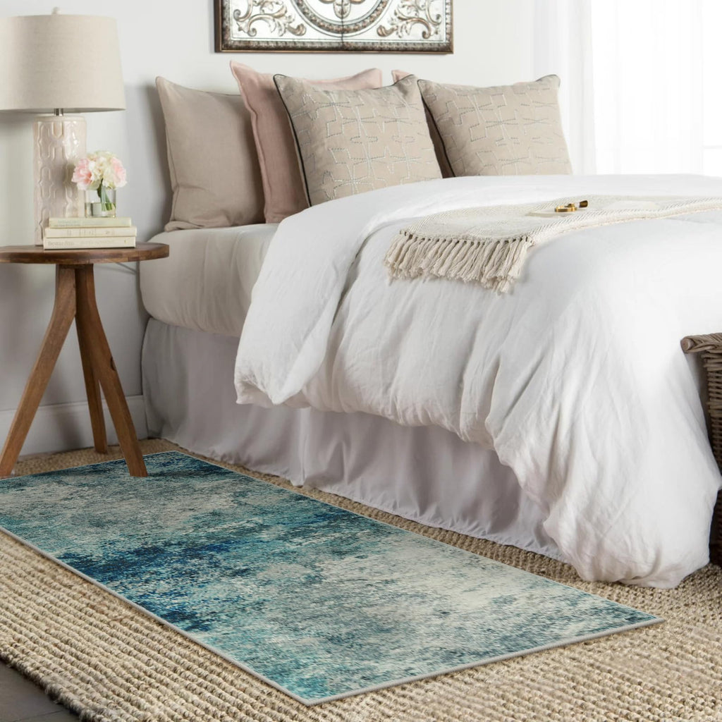 Modern Abstract Runner Rug with Rubber Backing - Washable Rug Runners s Non Slip, 6 Ft Long Accent Carpet Kitchen