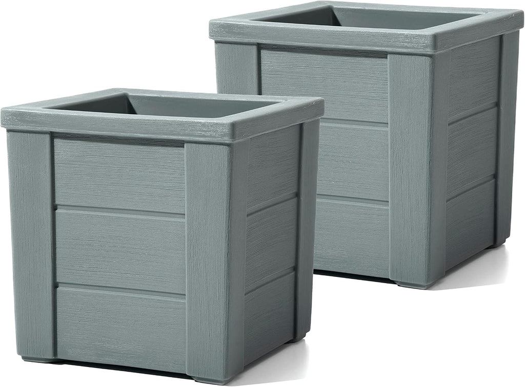 Lakewood Square Planter, Large Planters for Outdoor Plants, Gardening and Flower Pot or Porch, Efficient Drainage