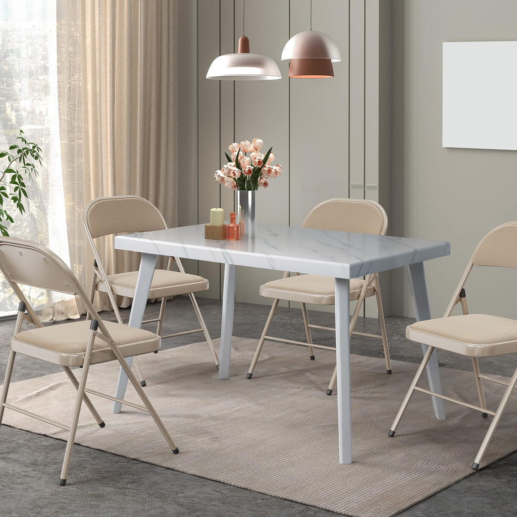 10 Pack Folding Chairs with Padded Seats, Metal Frame with Fabric Seat & Back, Capacity 350 lbs, Khaki, Set of 10