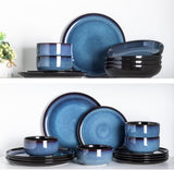Ceramic Dinnerware Sets for 4,Porcelain Plates and Bowls Sets,Handmade Reactive Glaze Dishes Set,Chip Resistant and