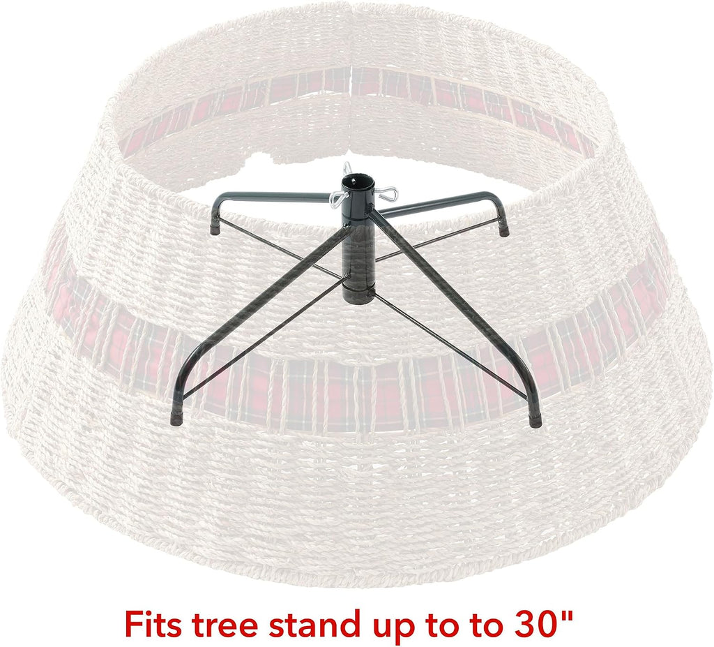 32-Inch Christmas Tree Collar, Seagrass Woven Farmhouse Tree Base Cover with Cord Cut Out, Natural