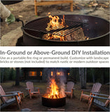36 Inch Fire Pit Ring with Cooking Grate - Heavy-Duty Steel