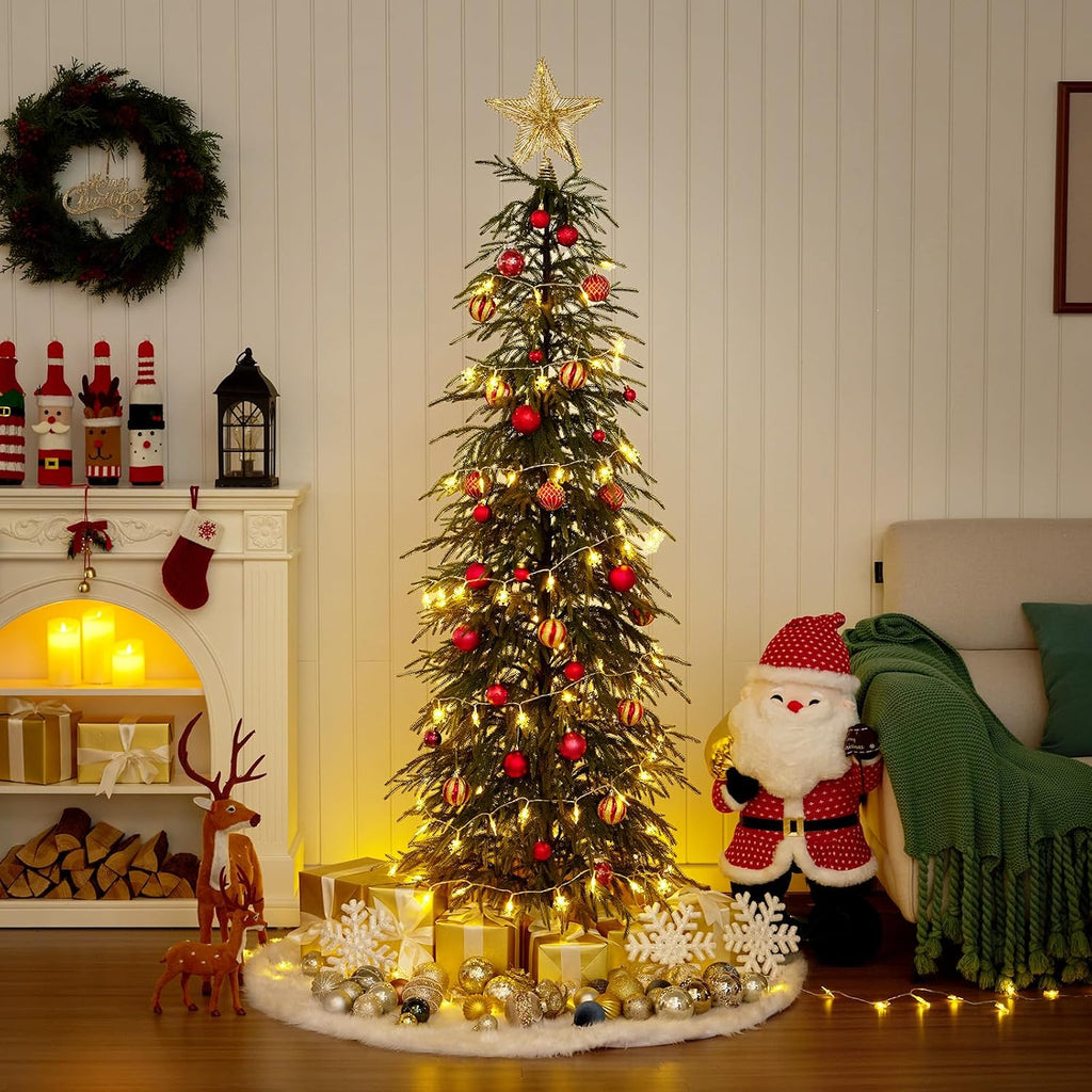 Unlit Christmas Tree 6ft, Skinny Slim Pencil Xmas Tree