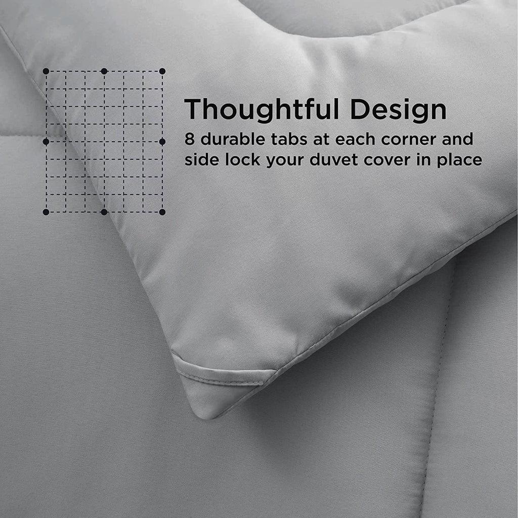 Quilted Comforter Queen Size - Super Soft Duvet Insert with 8 Tabs - Fluffy, Comfy & Cozy All Season Queen Bedding