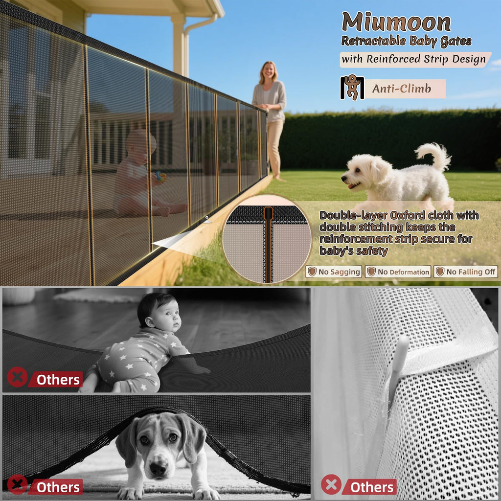 200 inch Reinforced Retractable Baby Gates 42 inch Tall