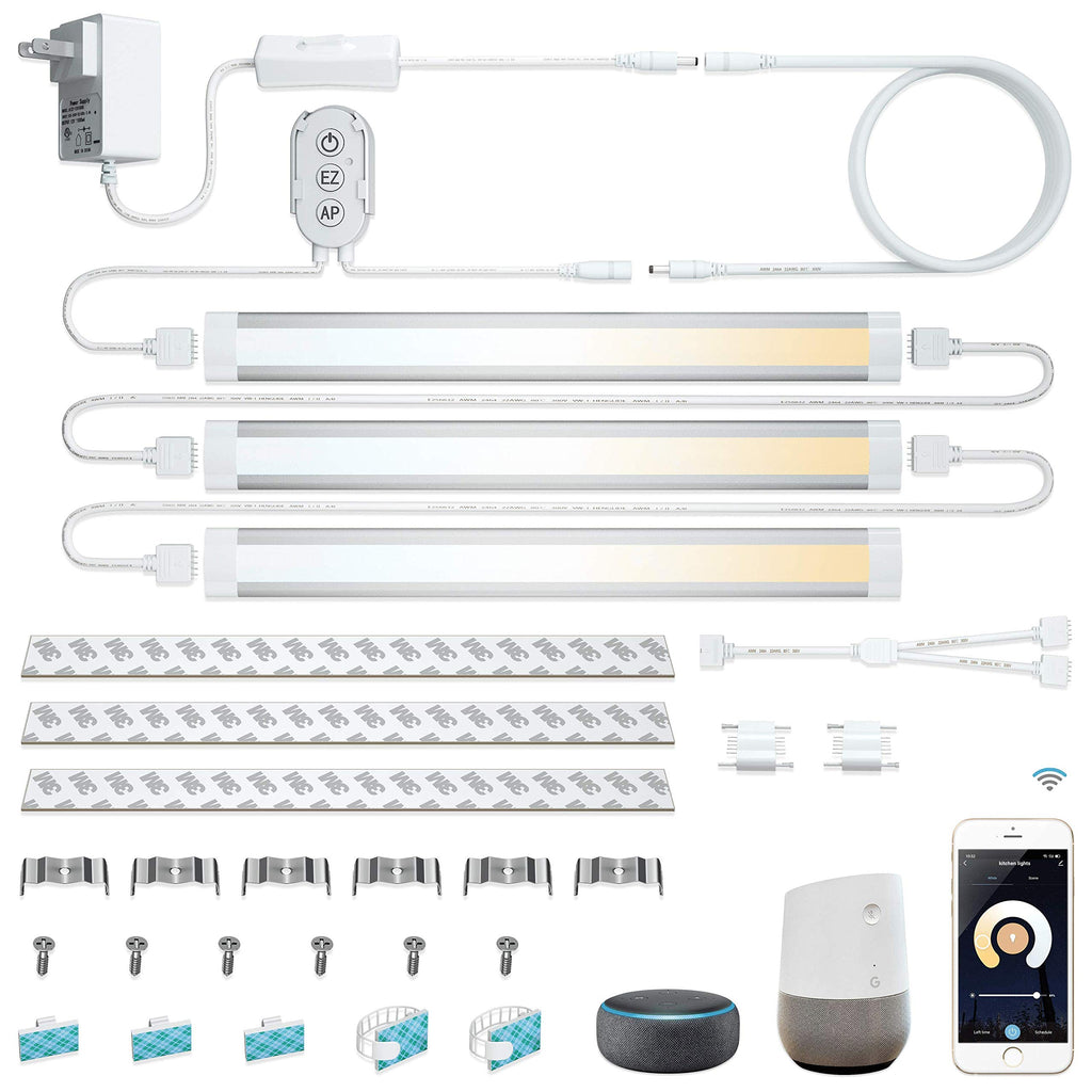 Smart Under Cabinet Lights Work with Alexa, Google,Siri, LED Light Shelf Counter Lighting with App, Voice Activated