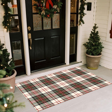 Christmas Front Door Mat - 2x4.3 Buffalo Tartan Plaid Runner Rug