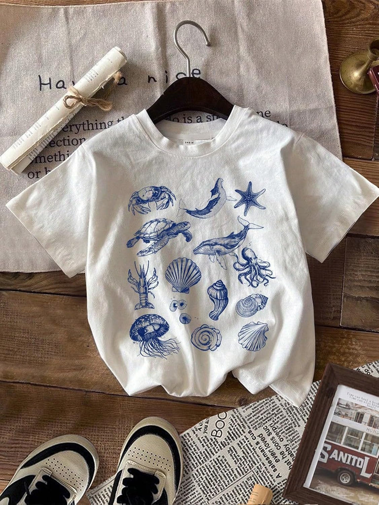 Girl's Cute Graphic T Shirts Short Sleeve Crewneck Tees Summer Trendy Preppy Tops Clothes