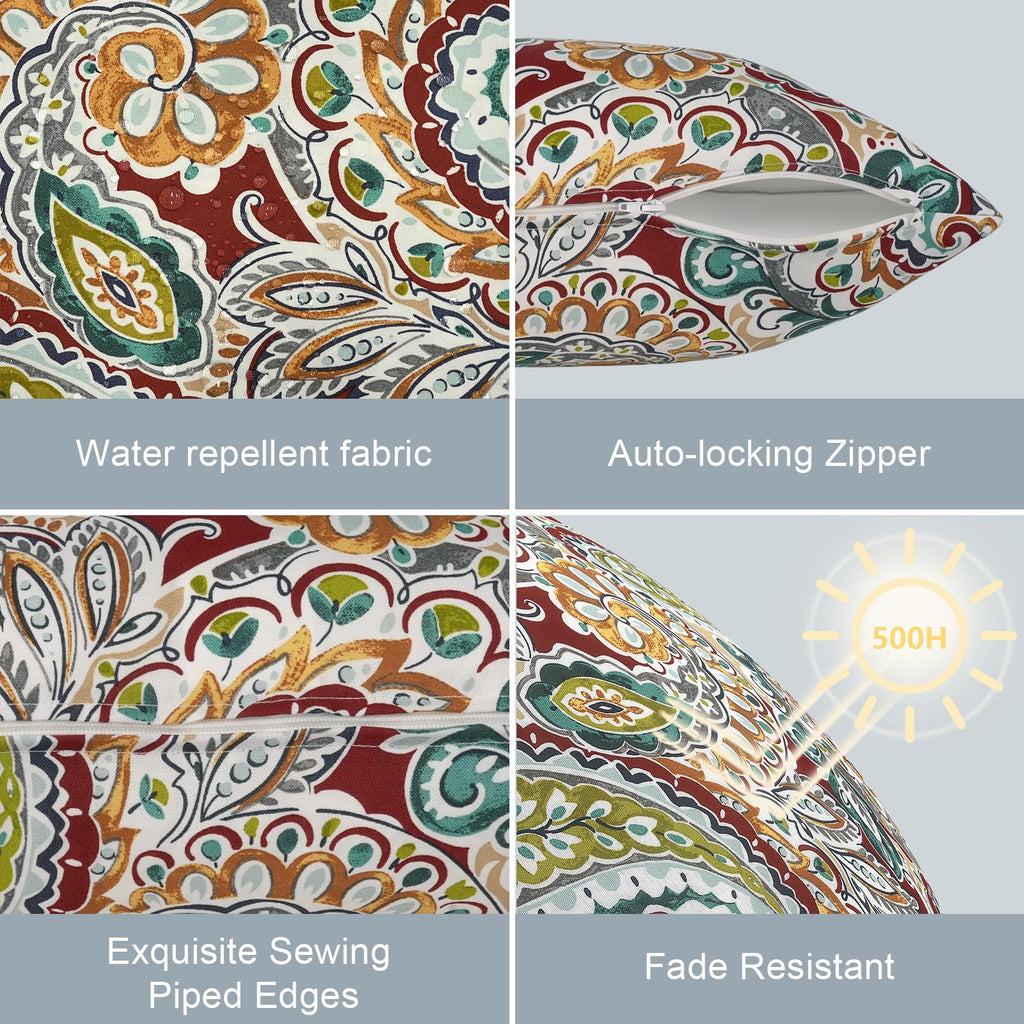 Outdoor/Indoor Lumbar Pillow Covers ONLY, Decorative Patio Lumbar Cushion Covers, Water Repellent Garden Cushion Cases