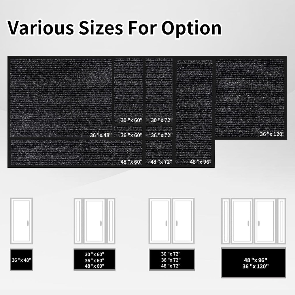 Front Door Mat Indoor Outdoor Entrance, 3' x 4' Heavy Duty All Season Waterproof Doormat, Non-Slip Commercial Floor