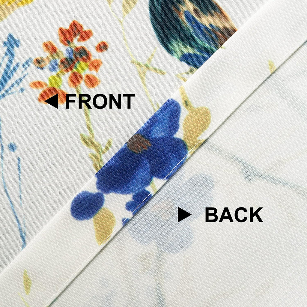 Faux Linen Birds Pattern Valance, 1 Panel Blue Bird Print Light Filtering Privacy Window Treatment, 52 x 12 Inch