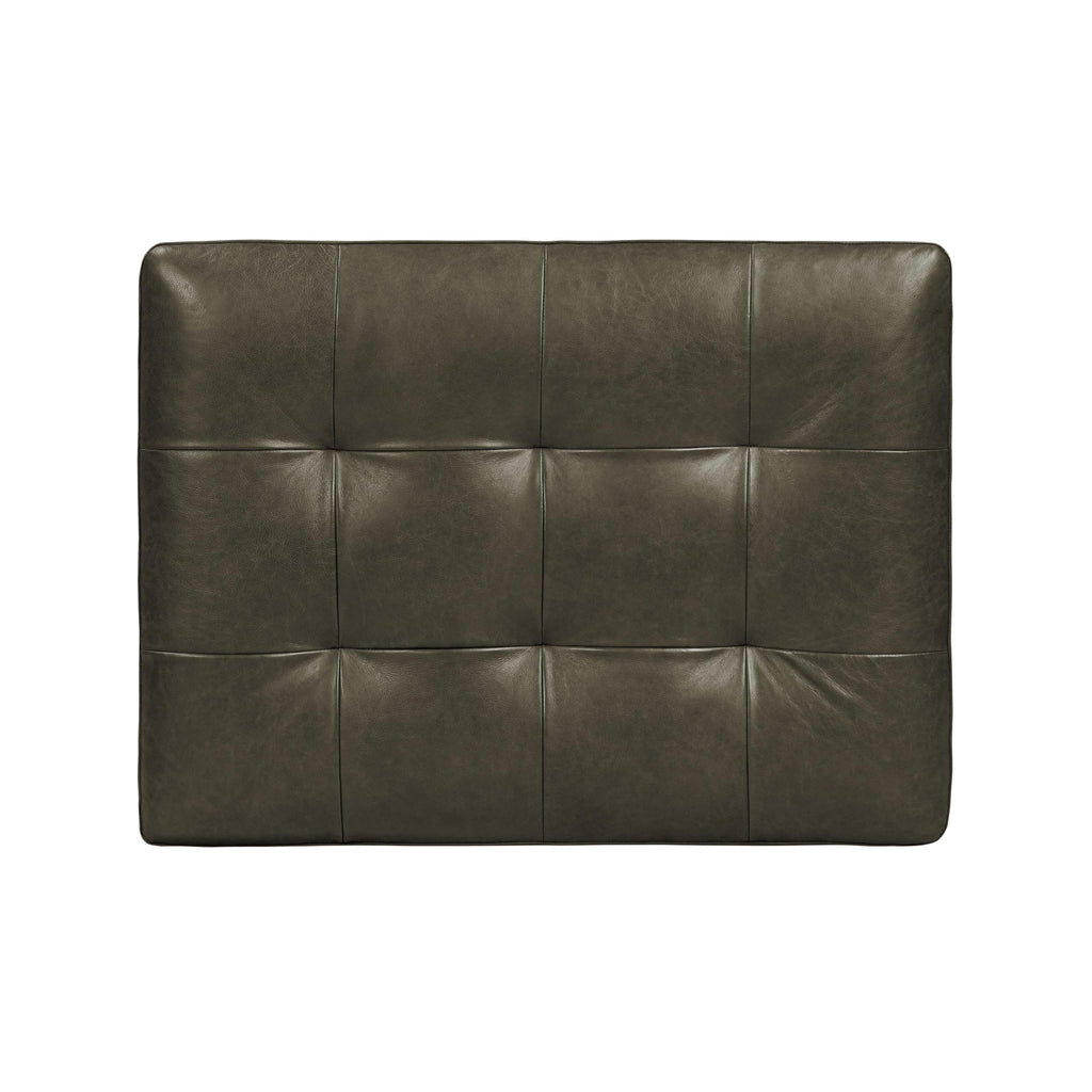 Napa Ottoman - Full-Grain Leather Upholstered Ottoman with Feather-Down Topper - Couch - Vintage Italian Leather in