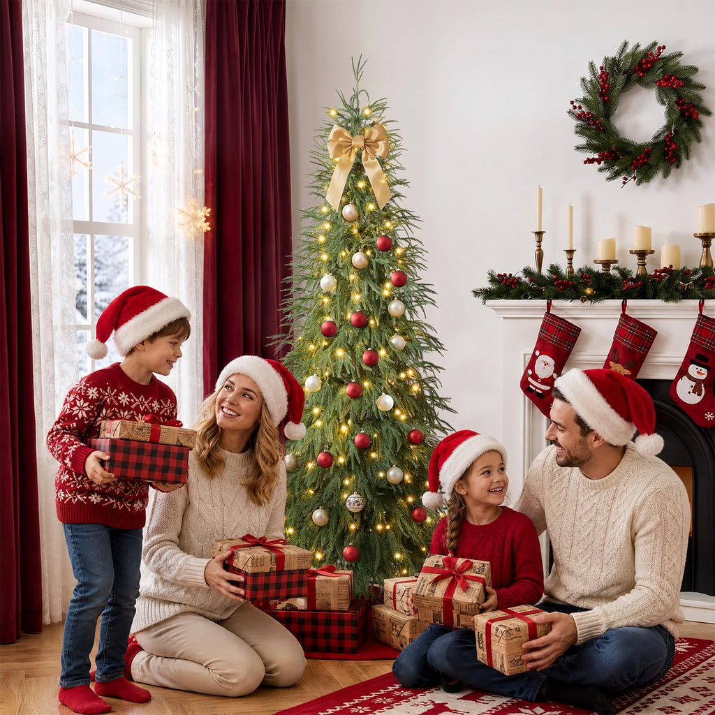7ft Prelit Christmas Tree - Artificial Norfolk Pine, 220 LEDs