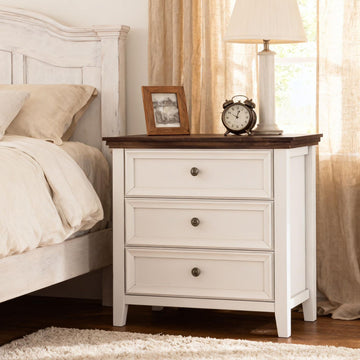 3 Drawer, Modern 3 Chest of Drawers, Farmhouse Storage Cabinet with 3 Drawers, Antique White