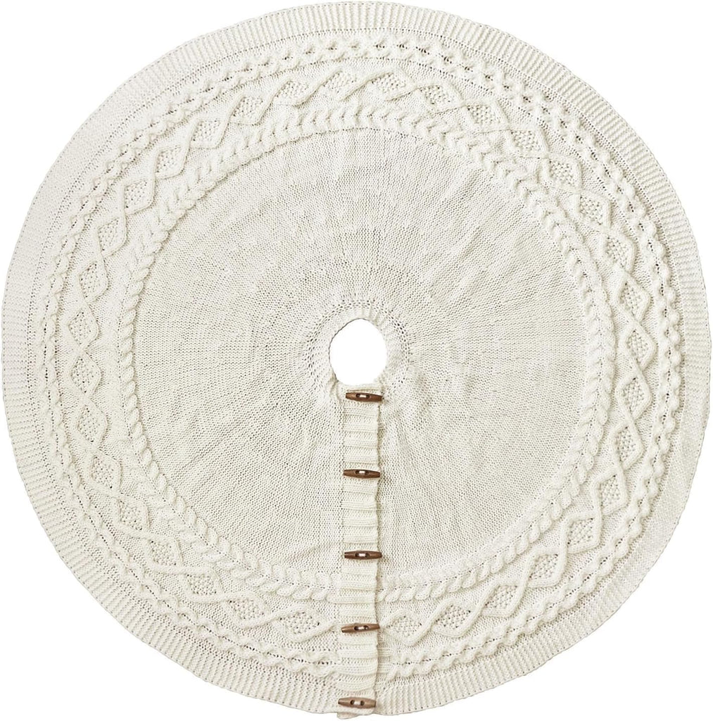 Knit Christmas Tree Skirts, Neutral Tree Skirt, Cozy Christmas Decorations