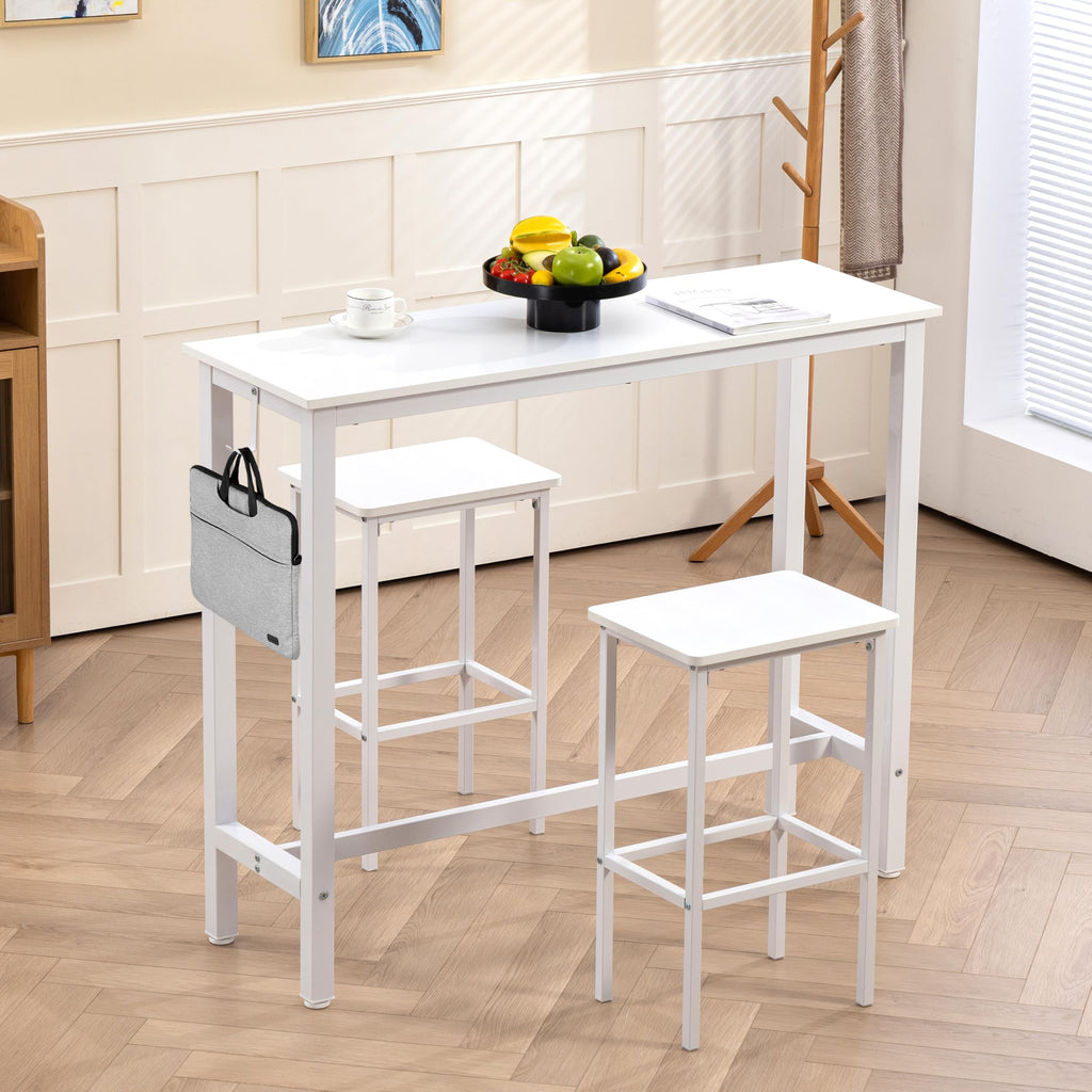 47" Industrial Bar Table Set with 2 Stools - Counter Height Dining & Pub Table for Small Spaces, Kitchen, Apartment