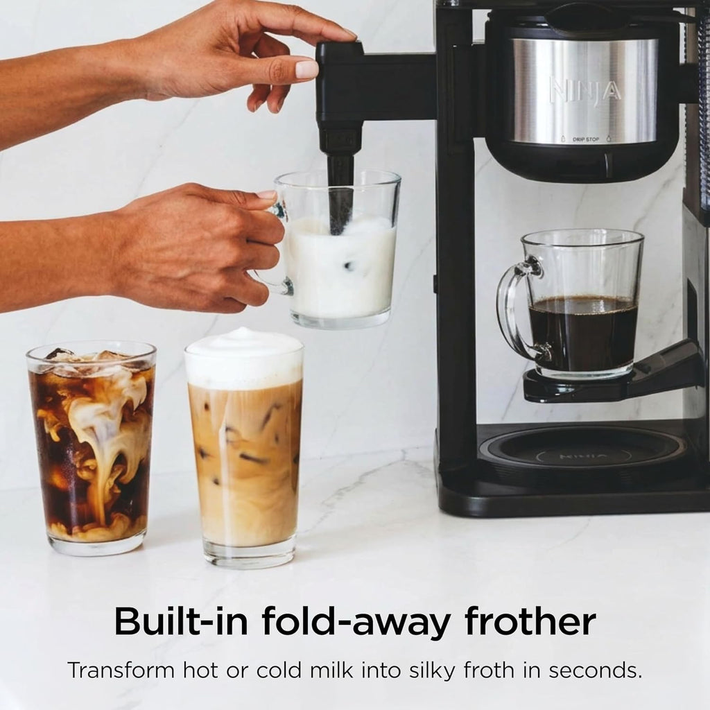 Coffee Maker, 10-Cup Carafe, Fold-Away Frother, Black, CM401 | Permanent Filter & Removable, Dishwasher Safe