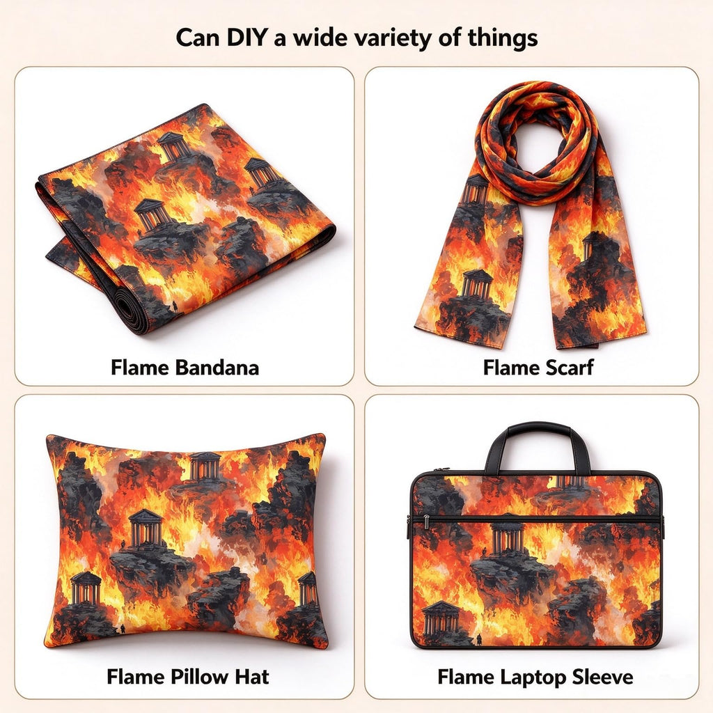 Flaming Fire Fabric by The Yard, Cool Burning Flames Soft Polyester Fabric, Fashion Style No Stretch Fabrics Sewing