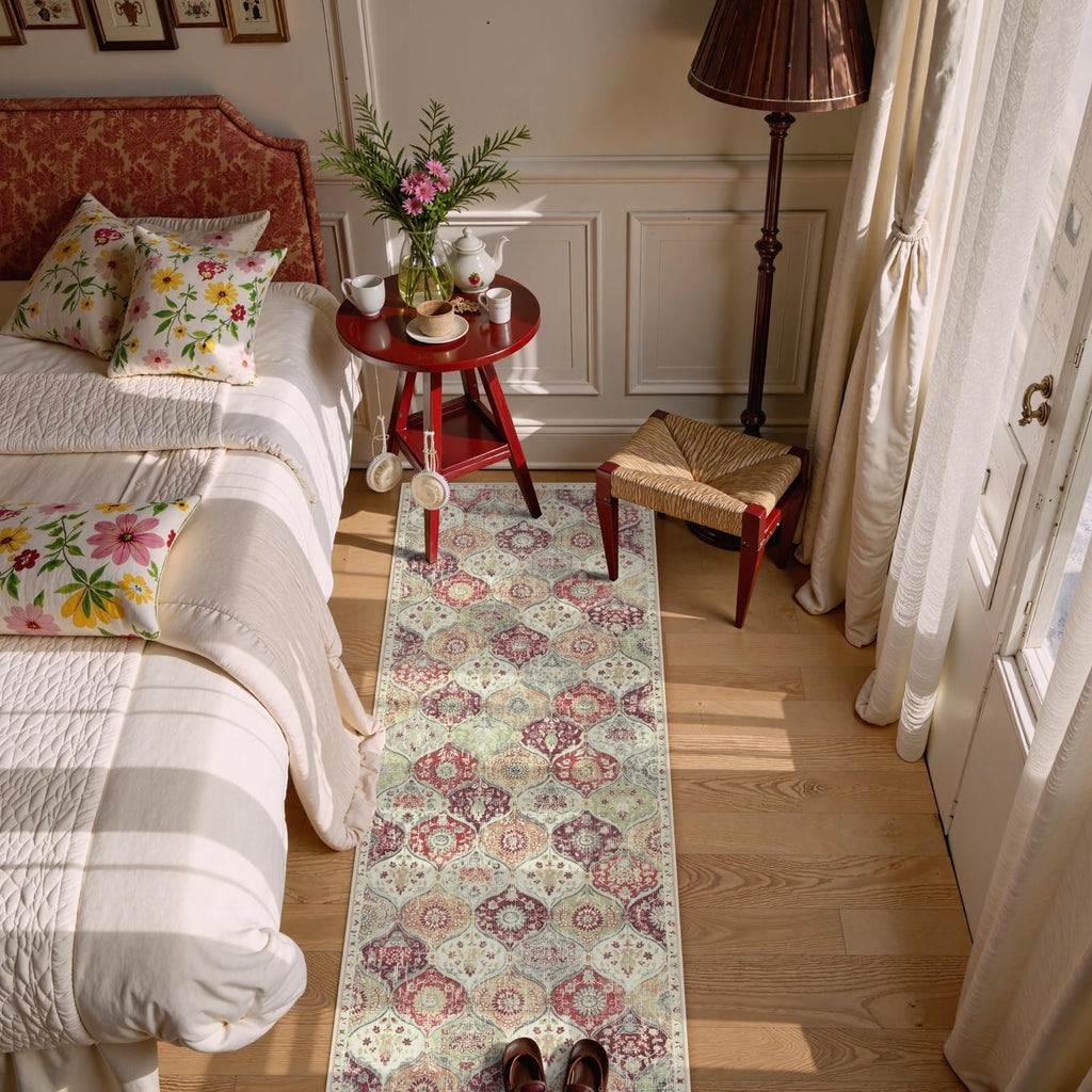 Moroccan Hallway Rug, 2x5 Soft Washable Kitchen Runner Rug Non Slip