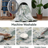 Kelarea Washable Area Rug for Living Room, 8x10 Non Slip Modern Abstract Green Rugs
