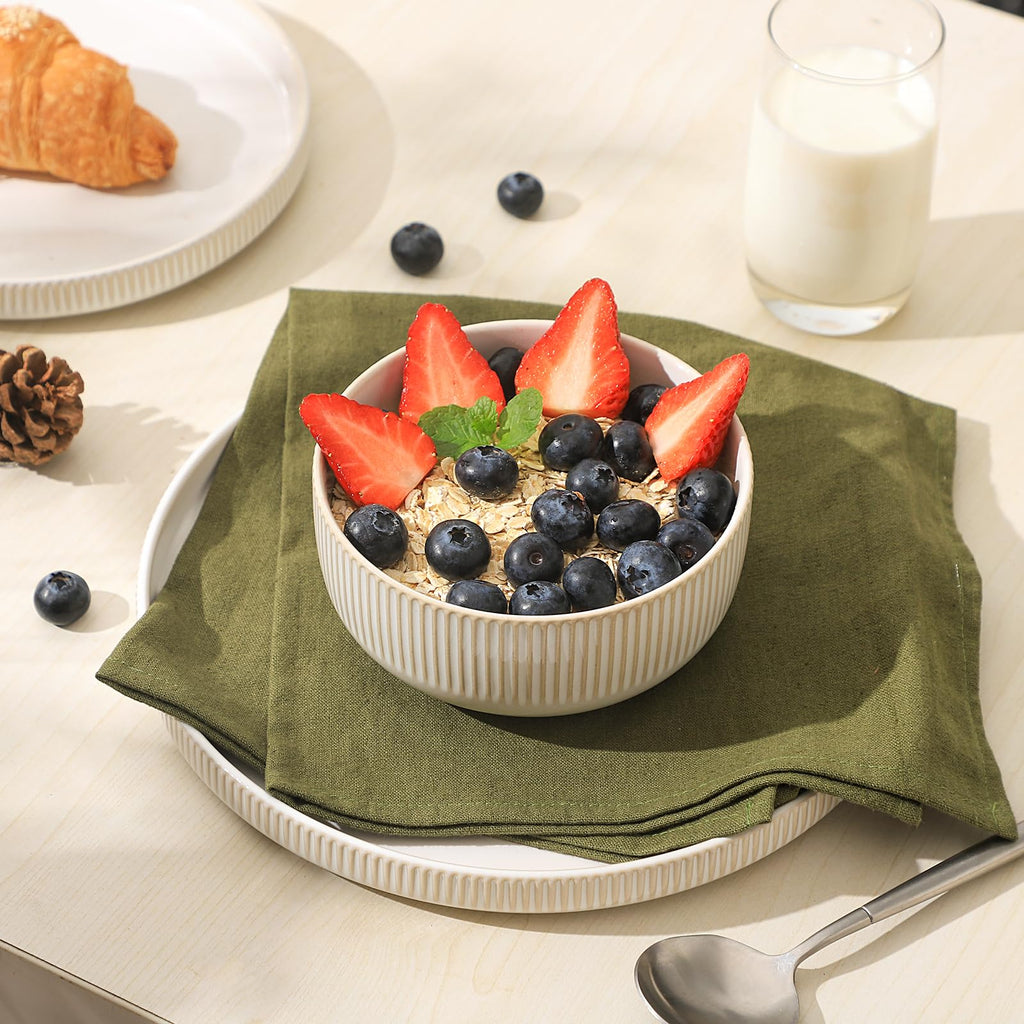 Ceramic Dinnerware Sets for 6, Round Reactive Glaze Porcelain Plates and Bowls Sets, Scratch Resistant Modern Dishes