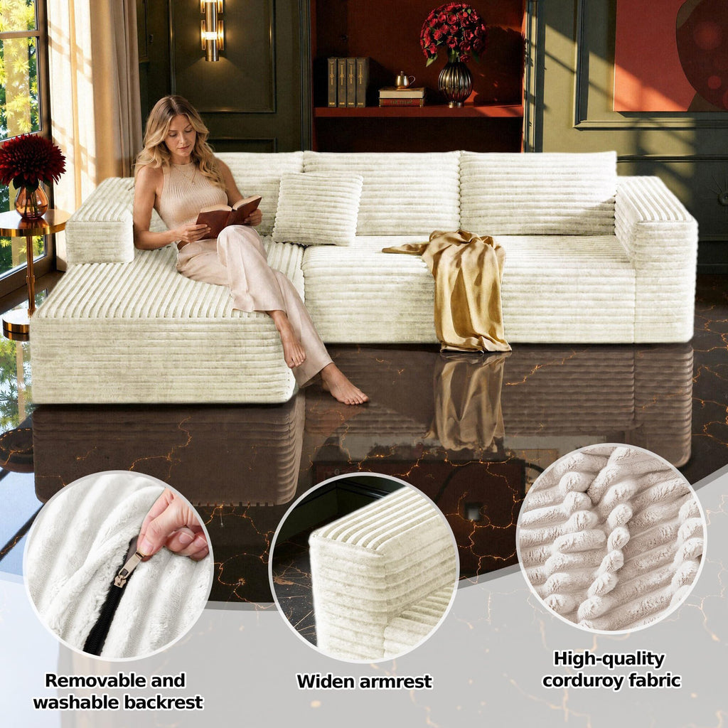 104" Boneless Sectional Couch