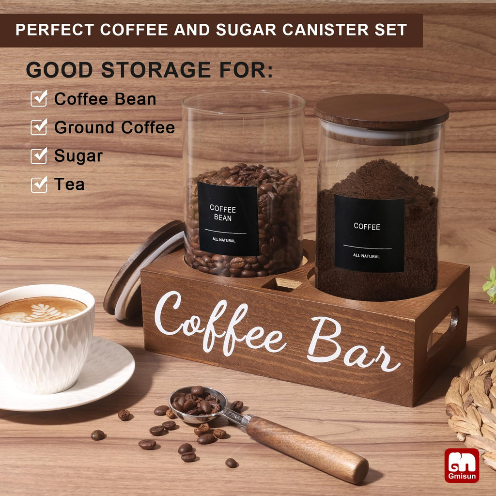 Coffee Canister, 2 Pack 50 Fl oz Glass Canisters with Airtight Lids, Coffee Grounds Storage Container Jars with