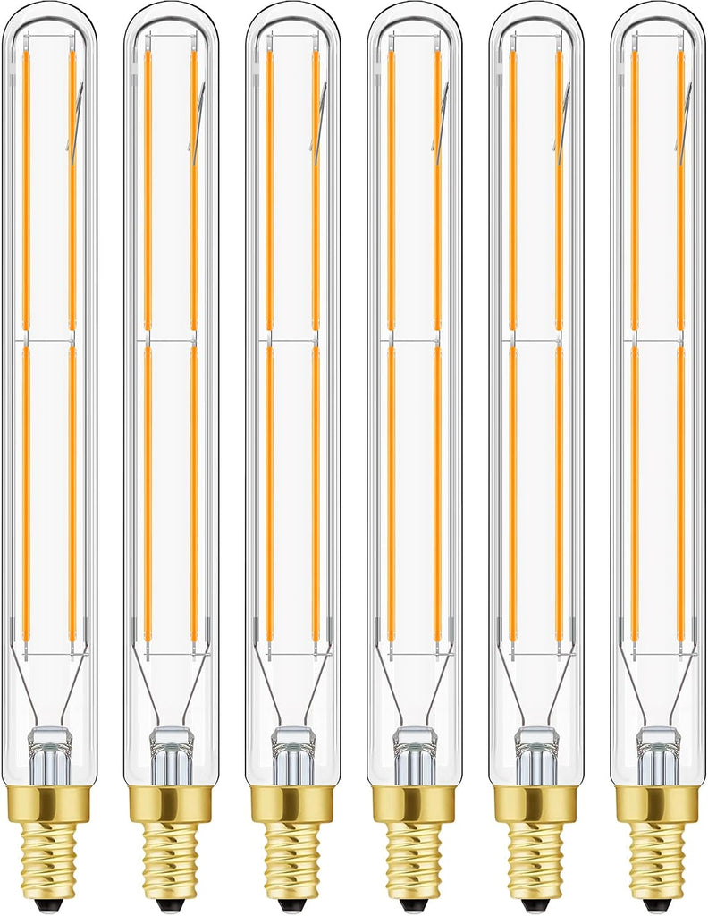 E12 LED Tube Bulbs,T6 Tubular Edison Style LED Filament Bulb, 6W Dimmable Antique LED Bulb,E12 Base,Clear Glass,Warm