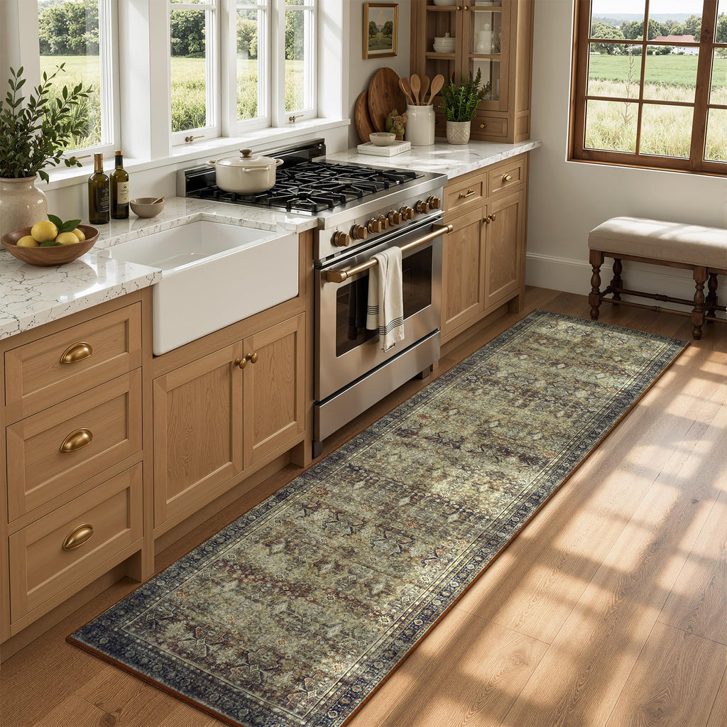 Area Rugs s, Brown Washable Non-Slip Kitchen Runner Rug