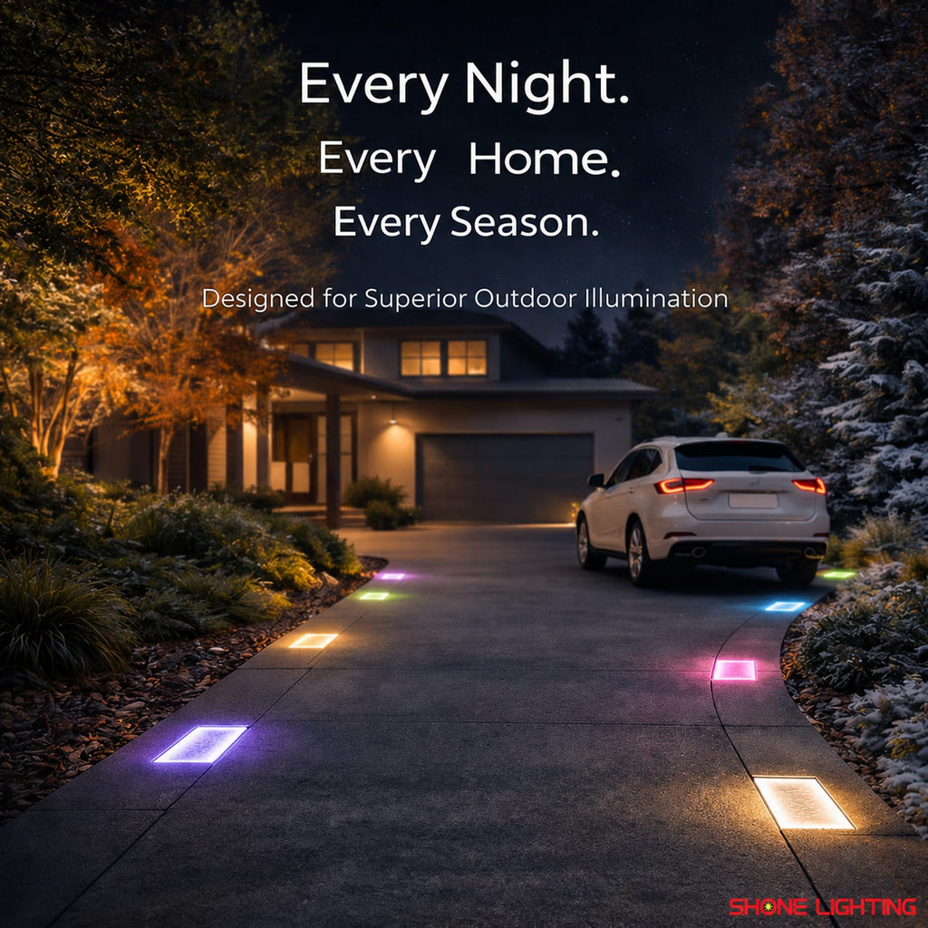 4x8 Solar Ground Lights, 12-Color Paver Light, RGB-W, 6Pack