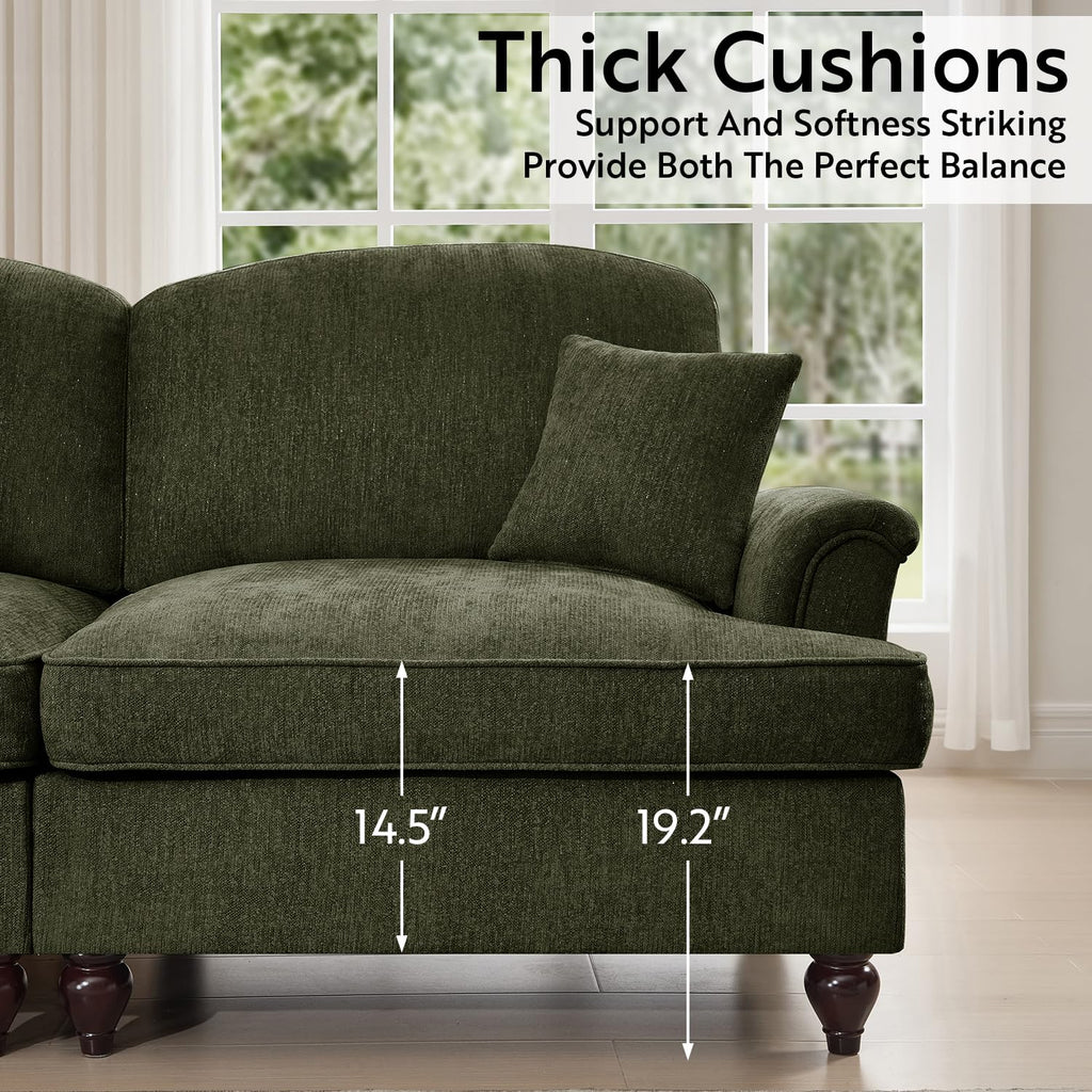 Modular Sectional Sofa Couch, Comfy Chenille Sofa with Removable Ruffled Skirt, Flared Armrests, Sturdy Legs