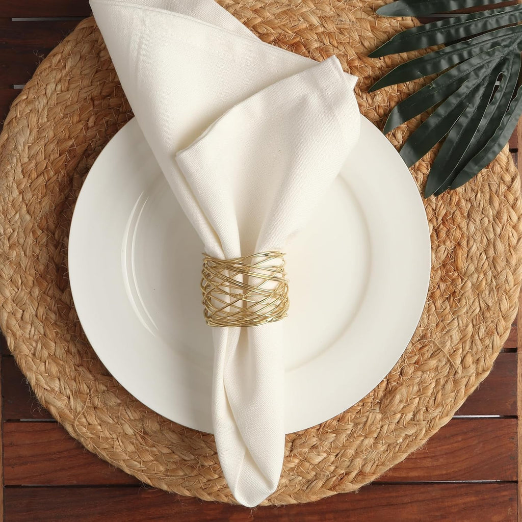 Napkin Rings for Dining Table, Classic Farmhouse Style, Holiday Table Decor, Set of Dining Accessories (Gold, 12) - Set of 12