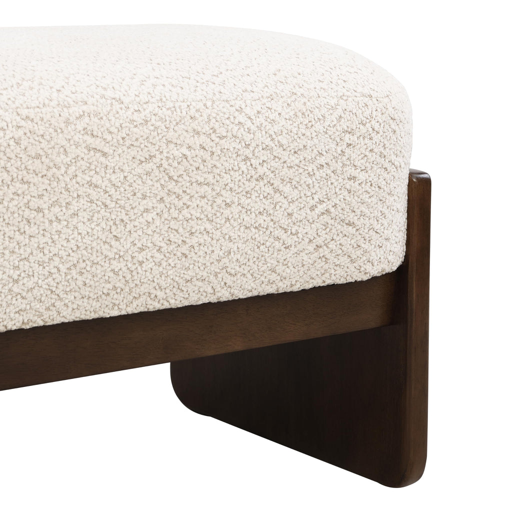 Arden Minimalist Loop Yarn Fabric Dining Bench, Wooden Entryway Ottoman Bench, Modern Living Room Sofa Ottoman