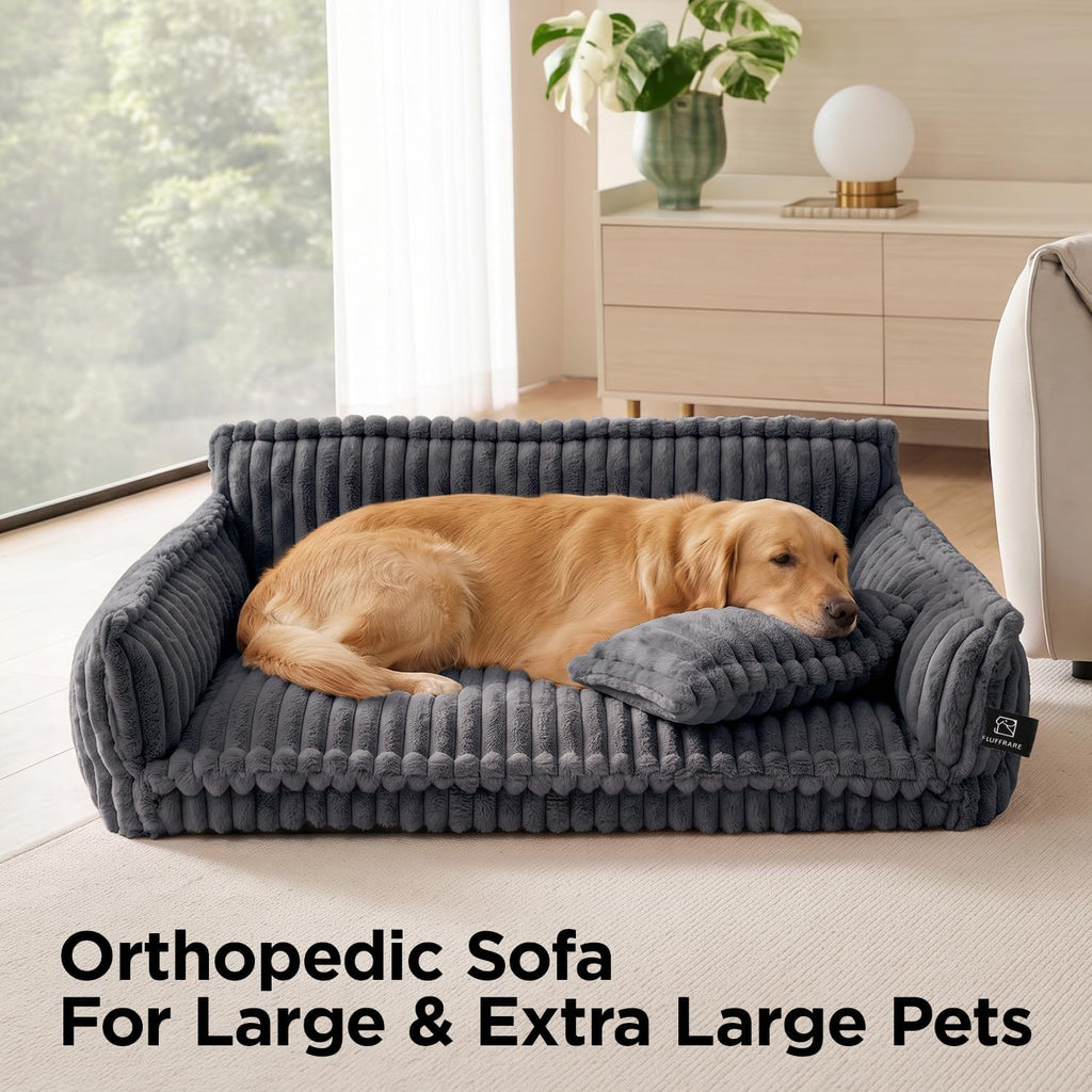 Orthopedic Dog Couch, Fluffy Pet Sofa Bed, Washable Cover