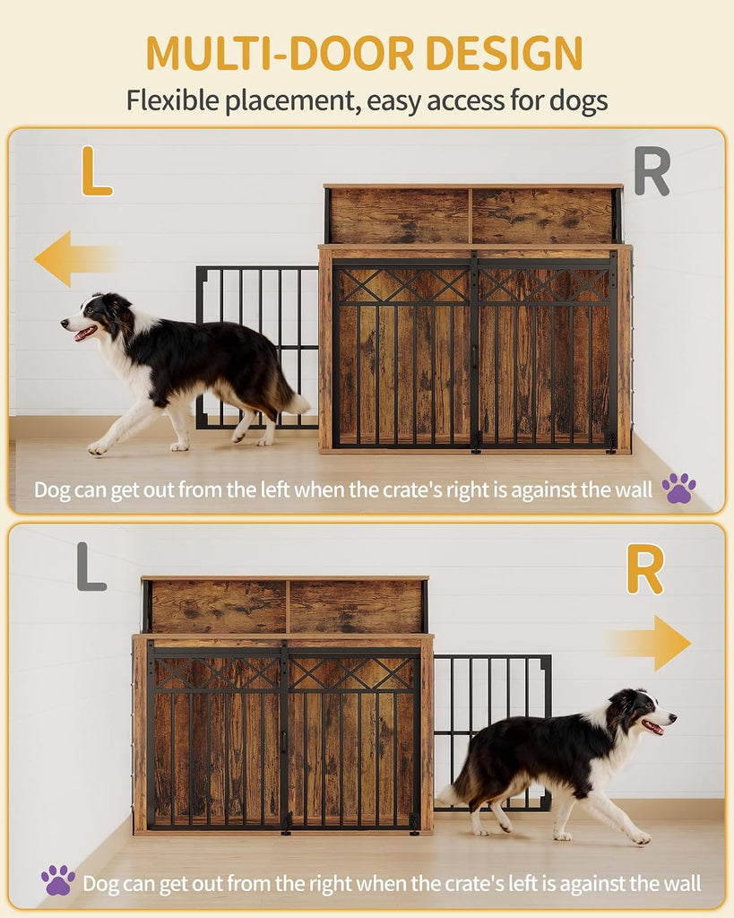 Dog Crate Furniture, Dog Kennel Indoor with Storage Shelf
