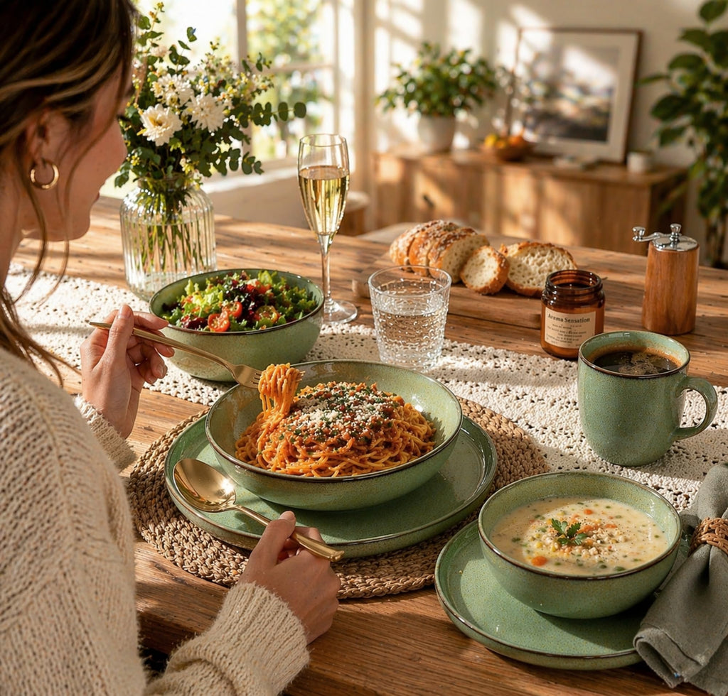 Dinnerware Sets for 6, 24 Pieces Ceramic Plates and Bowls Set
