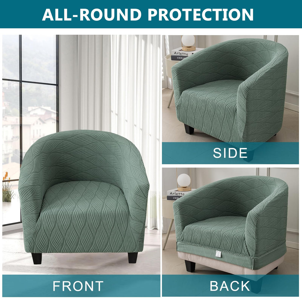 Club Chair Slipcover Stretch Round Barrel Chair Cover, Green
