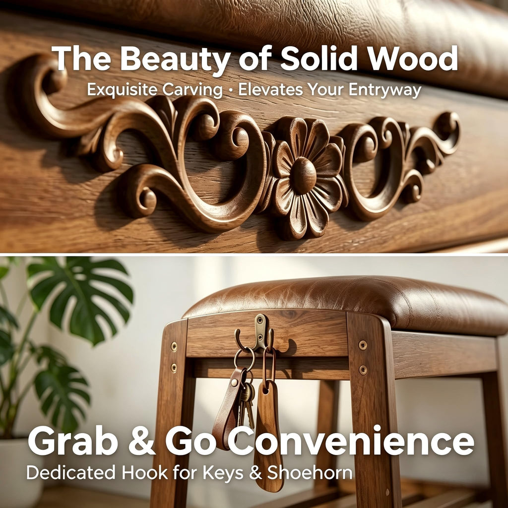 Shoe Rack Bench Solid Wood Shoe Storage Bench Entryway Shoe Bench 23.6''