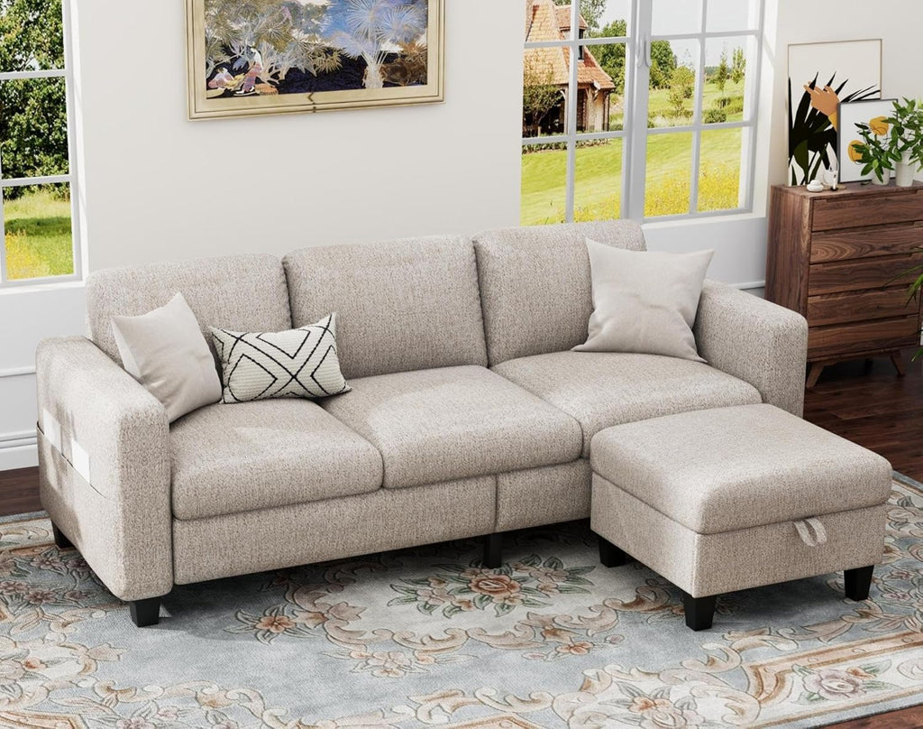 Sectional Couches for Living Room - Convertible L Shaped Couch with Storage Ottoman