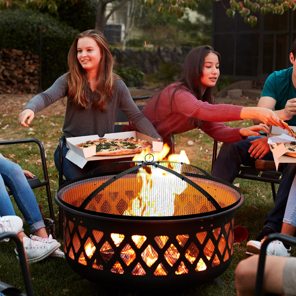 Round Heavy Duty Foldable Fire Pit Spark Screen Cover 30inch