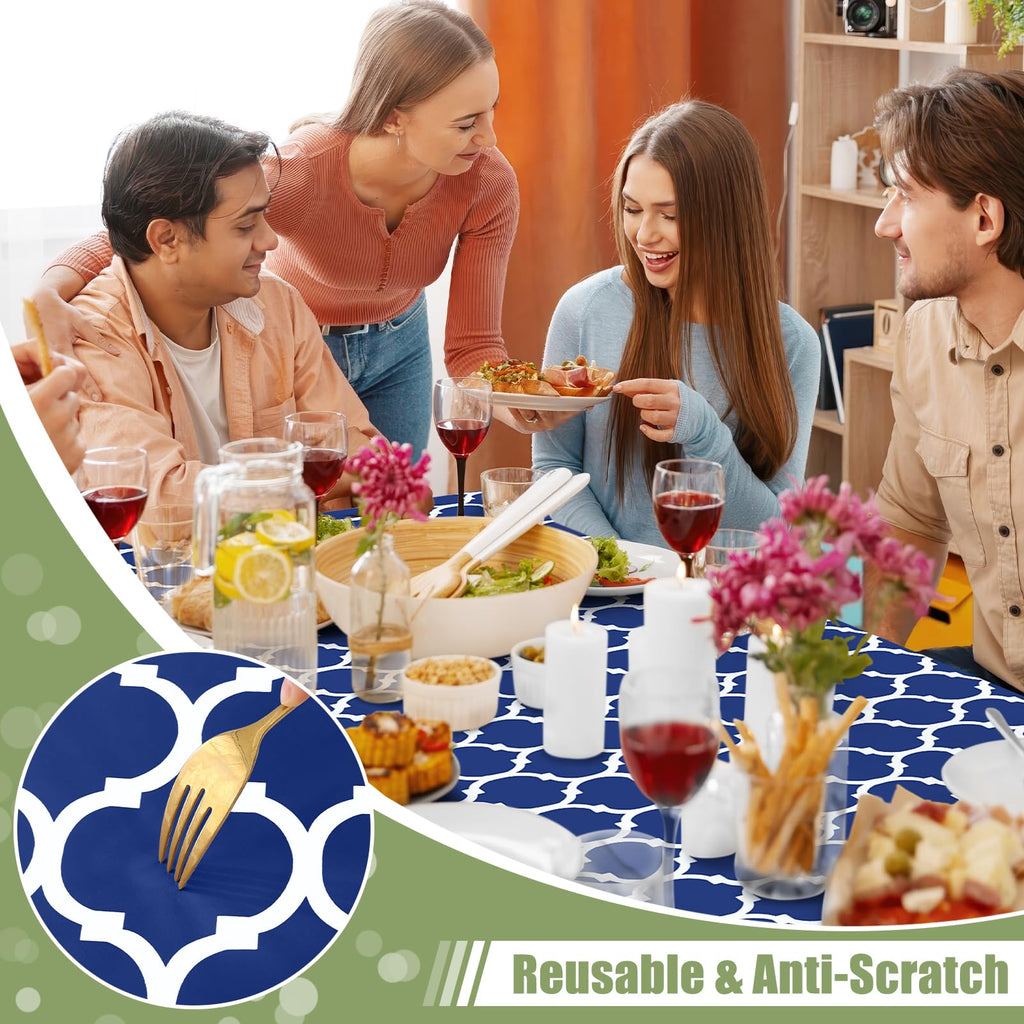Picnic Fitted Table Cover, 8 Foot Flannel Backed Vinyl Tablecloth