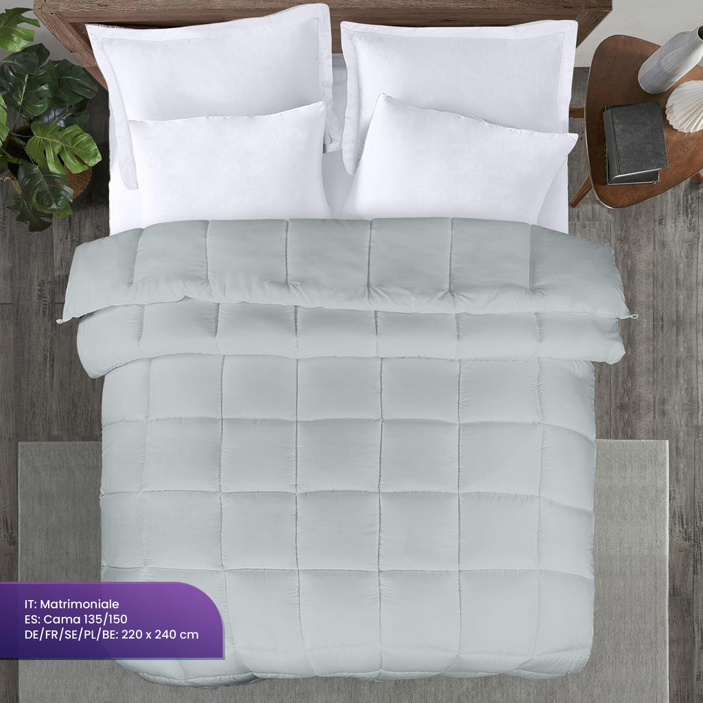 Comforter Duvet Insert, Quilted Comforter with Corner Tabs, Box Stitched Down Alternative Comforters (Light Grey, 220