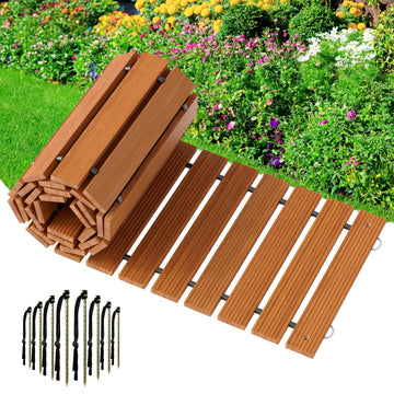 8.5FT Wooden Garden Pathway, Roll Out Decorative Straight Walkway, Non-Slip Patio Boardwalk Pavers for