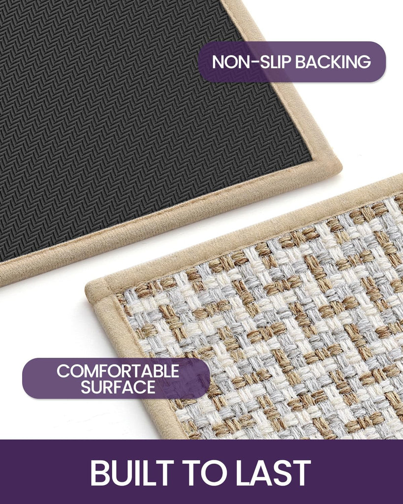 Th Runner Rug 2'4"x8', Non Slip Entryway Rugs, Beige White