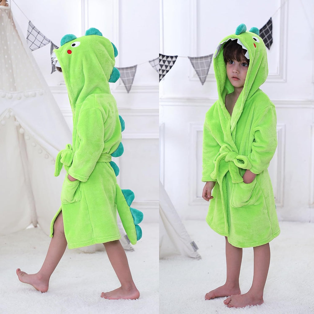 Boys' Girls' Hooded Bathrobe Soft Animal Plush Robe Kids Sleepwear
