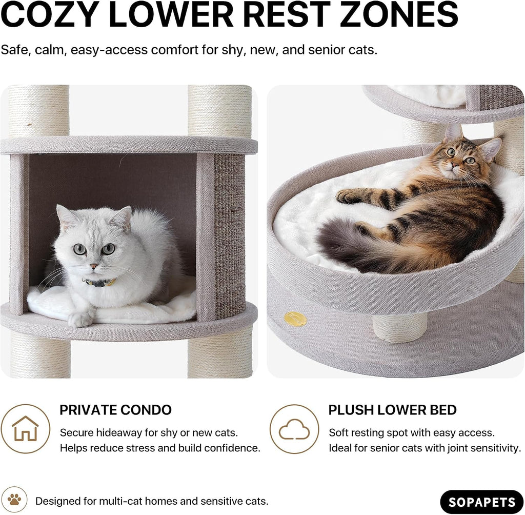 Cat Tree for Large Cats, Extra Large Cat Tower, Beige